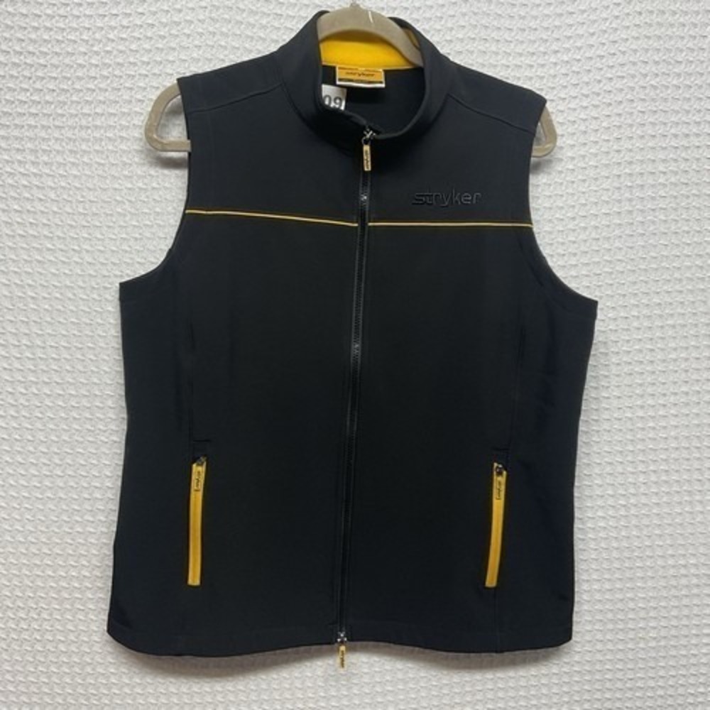 NWOT Stryker Black Full Zip Pockets Soft Comfort Vest Men L Vietnam Polyester